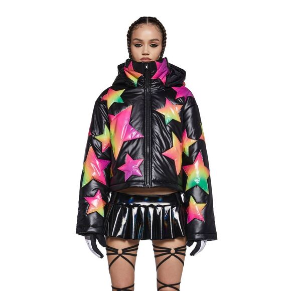 Club Exx Vinyl Ombre Star Puffer Jacket - Picture 7 of 15